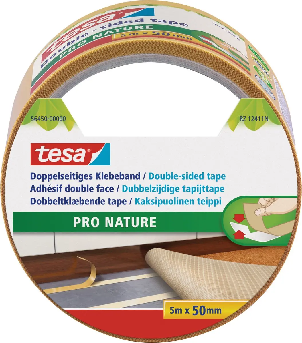 Tesa Pro Nature Tapijttape - 4 Rollen 5m - Beige