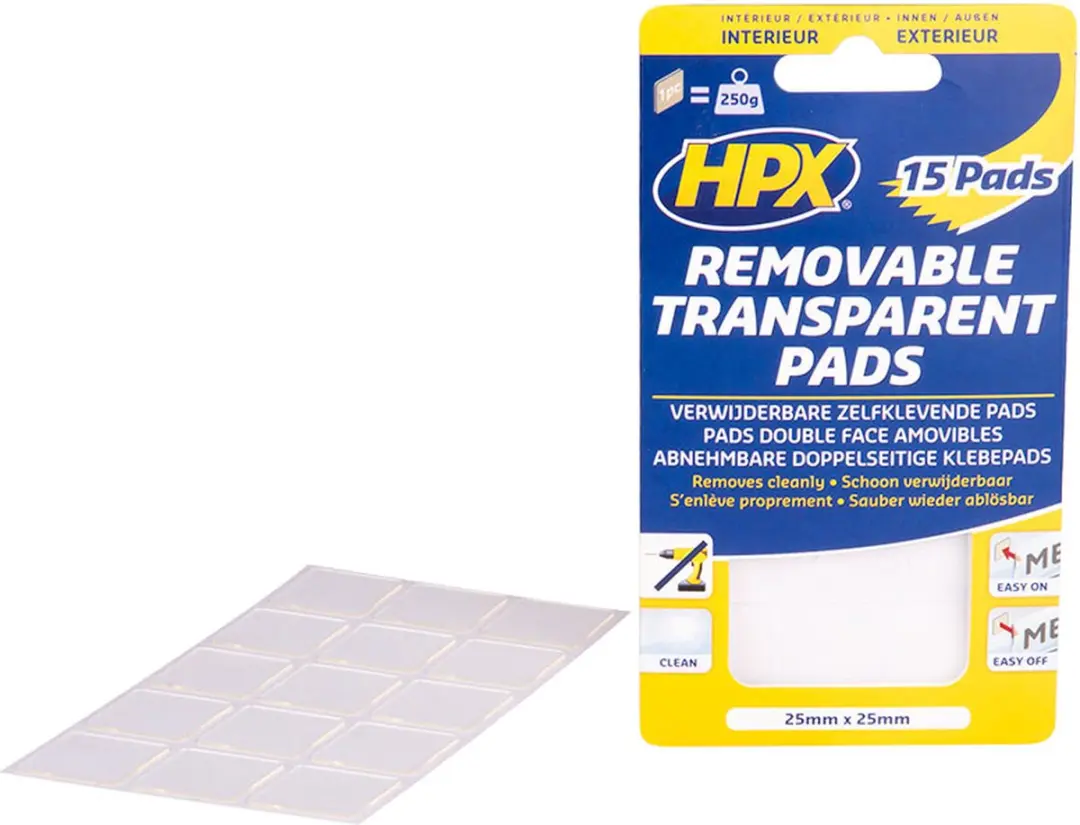 HPX Transparante Verwijderbare Pads 25x25mm