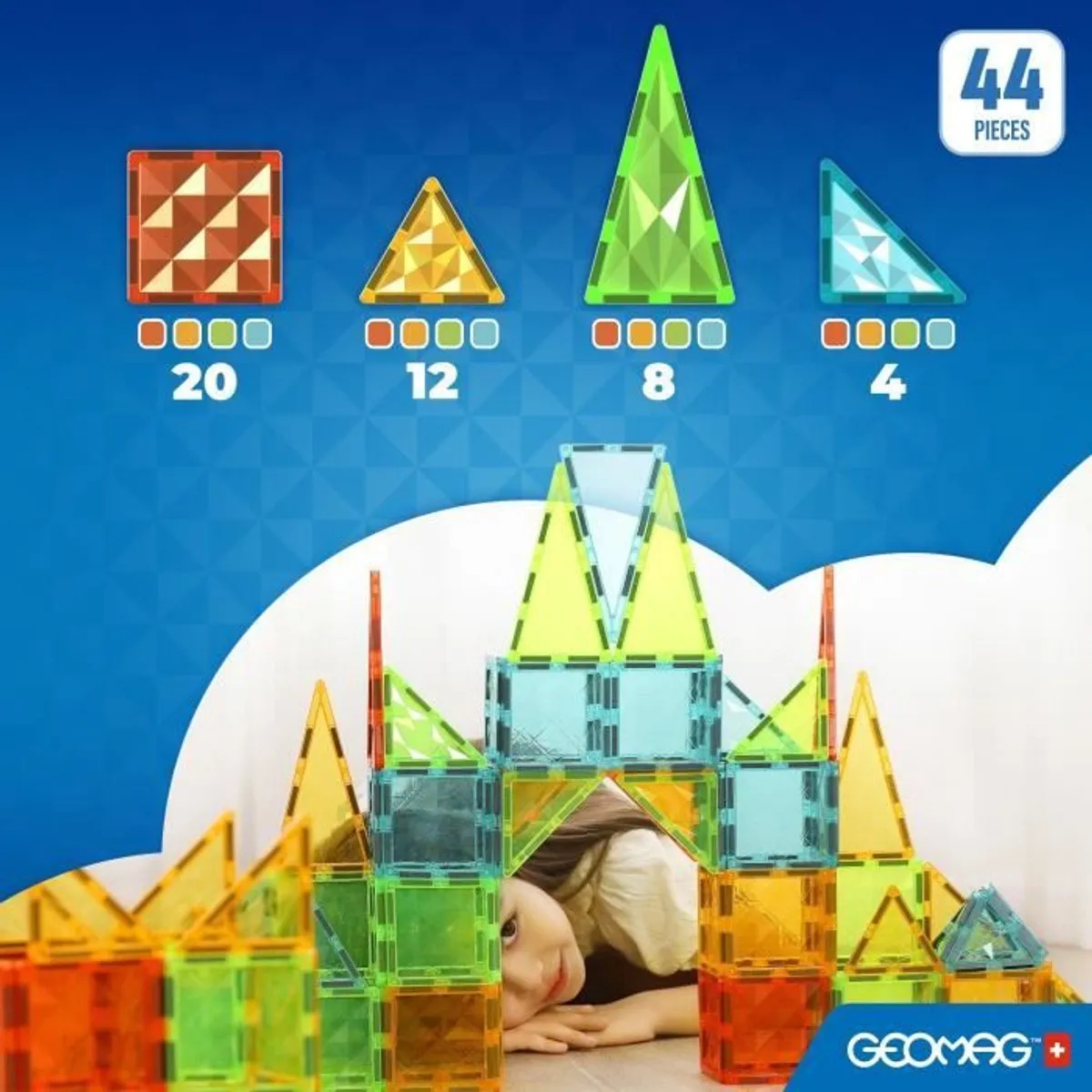 Geomag MagiCube Magnetische Tegels - 44-delig - Multicolor