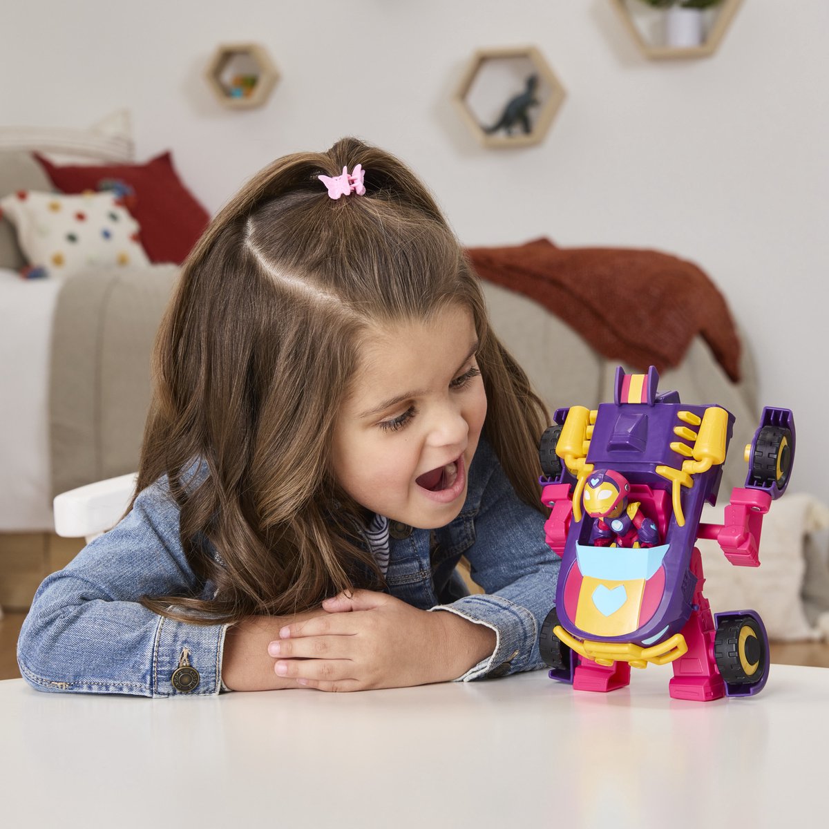 Marvel Iron Man and His Awesome Friends Ironheart, 2-in-1 mech-pak en voertuig, actiefiguur en speelgoedvoertuig