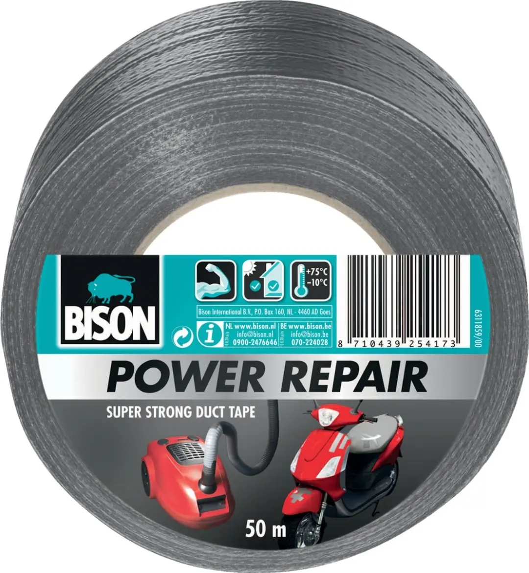 Bison Power Repair Grijs Roltape 50m x 48mm