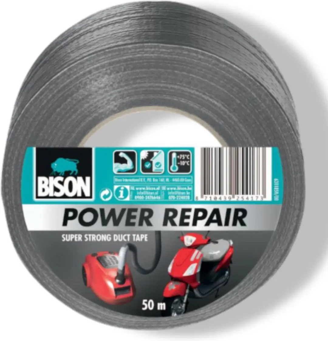 Bison Power Repair Grijs Roltape 50m x 48mm