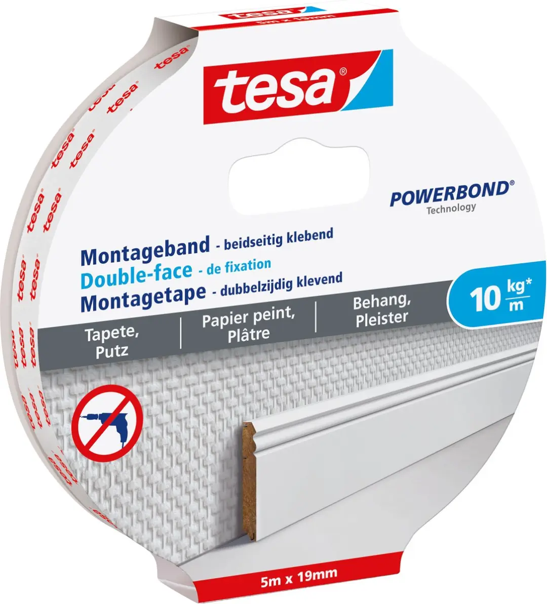Tesa Montagetape Behang & Pleisterwerk 5m x 19mm