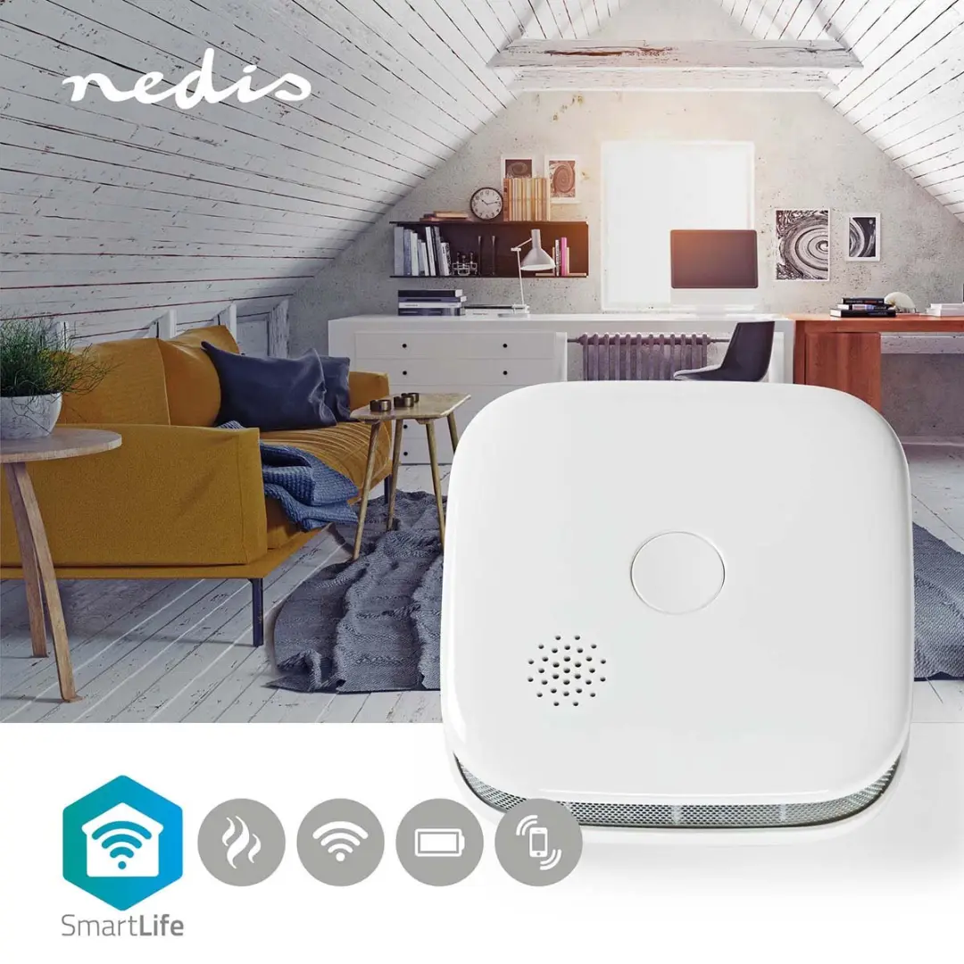 Nedis SmartLife Rookmelder Wi-Fi Wit