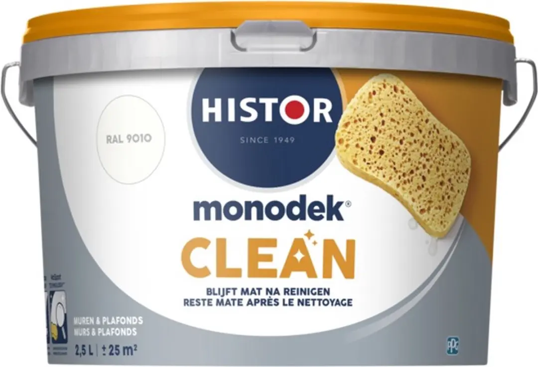 Histor Monodek Clean Muurverf Mat RAL 9010 2,5L
