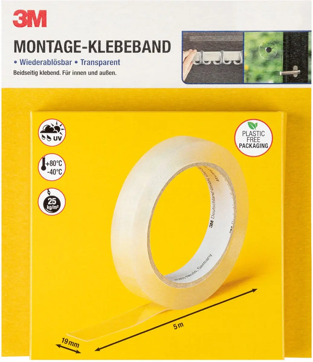 3M Dubbelzijdige Montagetape 5m x 1,9cm