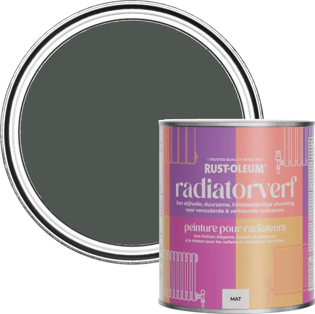 Rust-Oleum Donkergrijze Radiatorverf 750ml