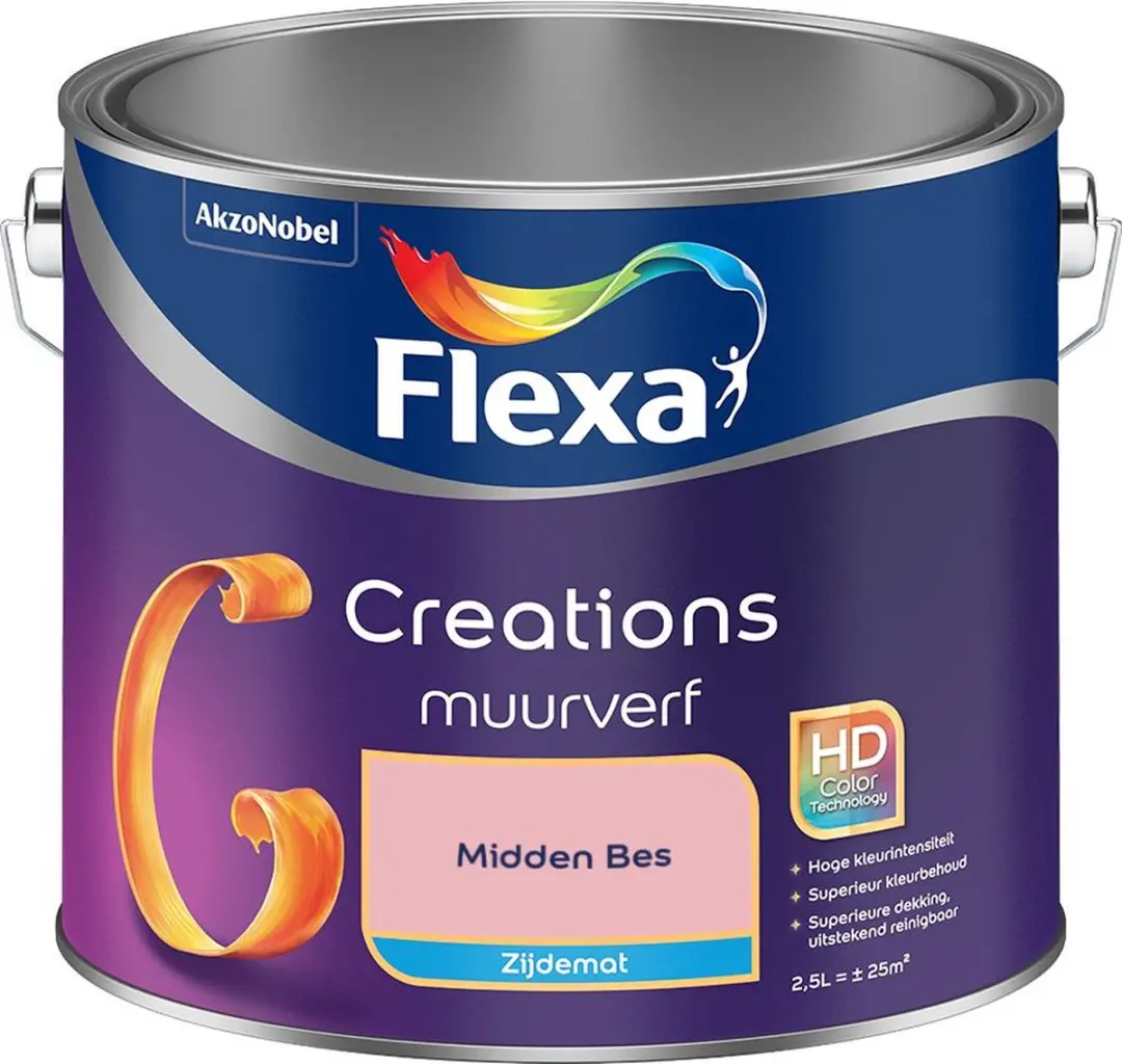 Flexa Creations Muurverf Zijdemat Midden Bes 2,5L