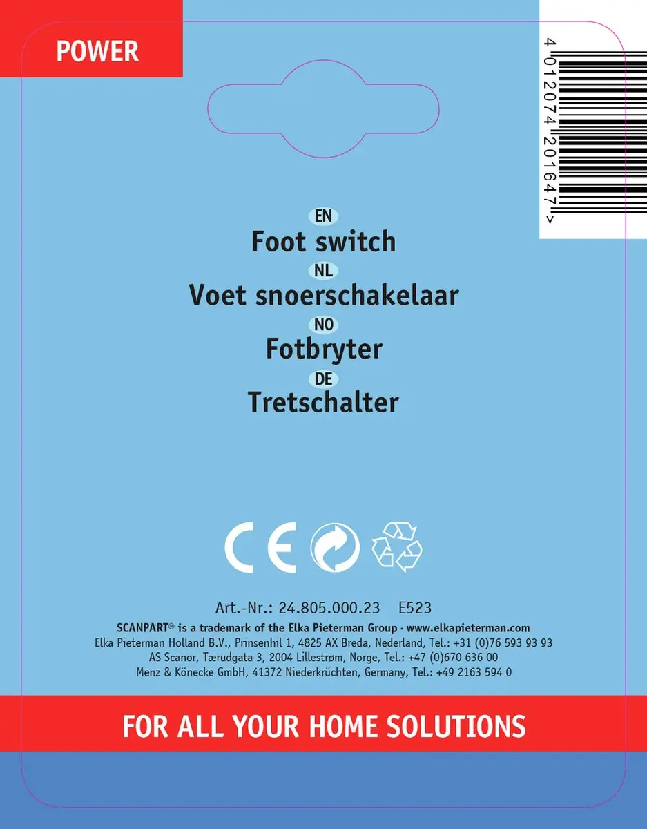 Scanpart Voetschakelaar 450W - Zwart