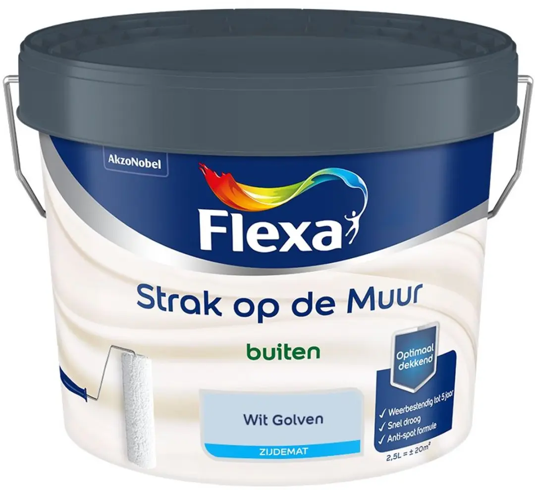 Flexa Strak Op De Muur Buiten Zijdemat Wit Golven Mengverf 2,5L