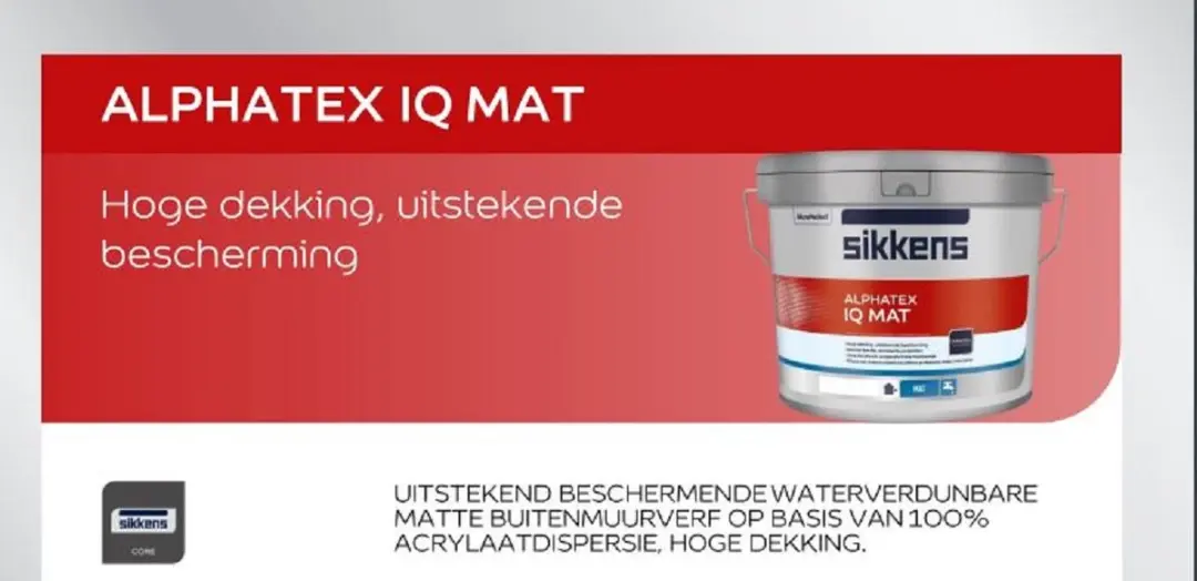 Sikkens Alphatex IQ Mat Afwerkingslaag 10L - Wit