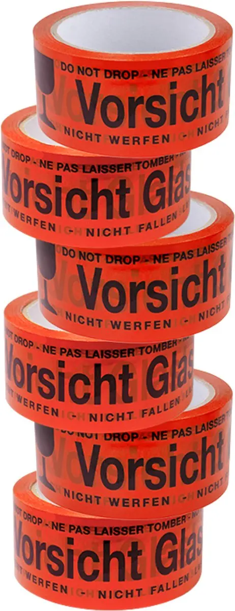Logilink Voorzichtig Glas Waarschuwingslint Rood - 6 Stuks