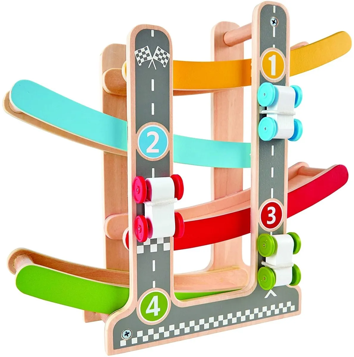 Hape Snelle Kantel Racebaan E0438 - 3 Auto's - Multicolor