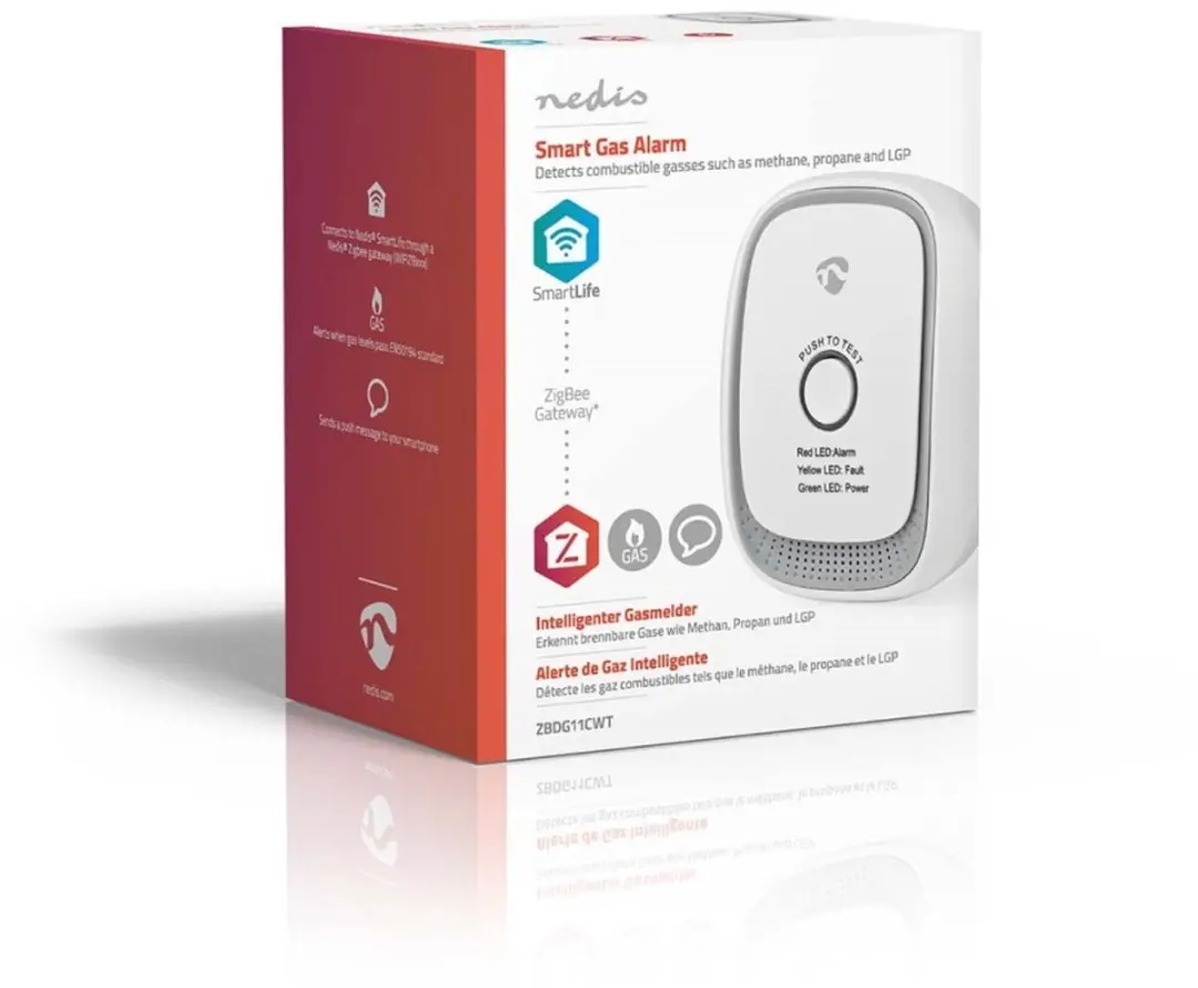 Nedis SmartLife Gasmelder Methaan - 75dB - Wit