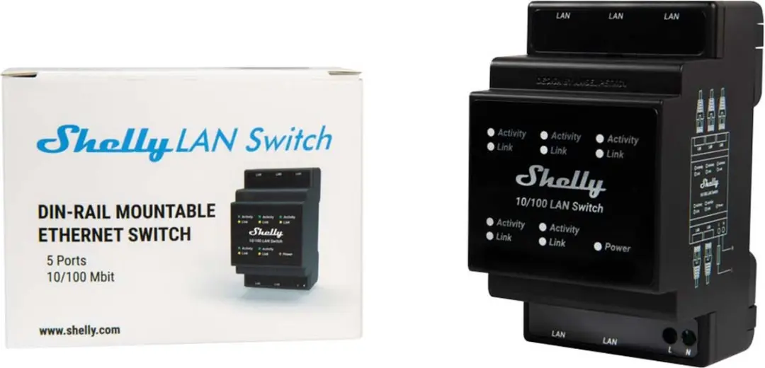 Shelly SLAN Ethernet Switch 5 Poorten