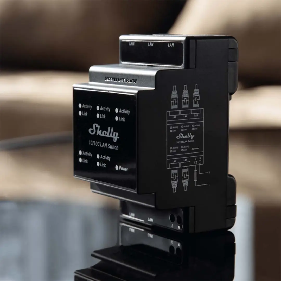 Shelly SLAN Ethernet Switch 5 Poorten - Zwart