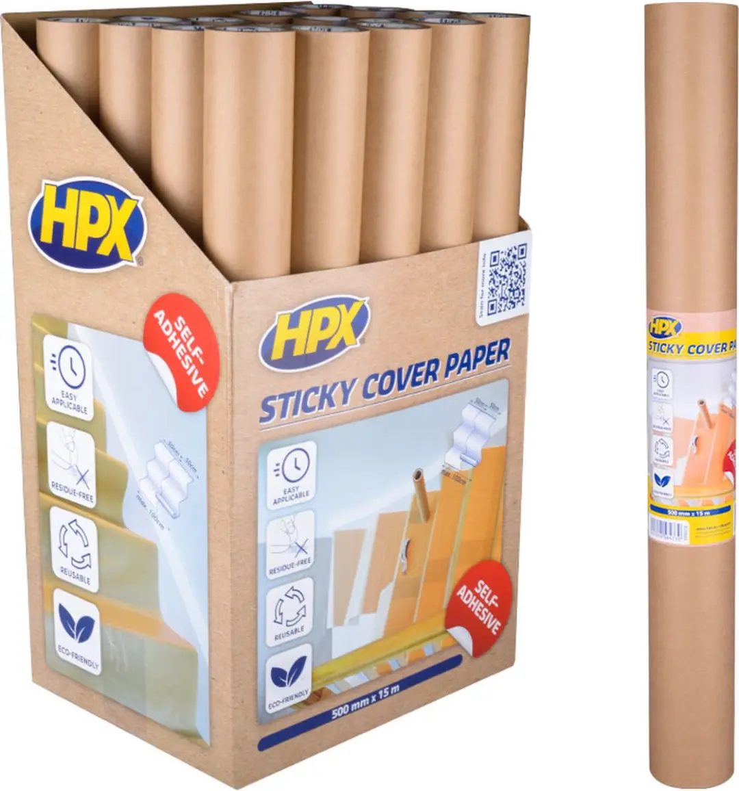 HPX Sticky Cover Paper Stairs Bruin 50cm x 15m