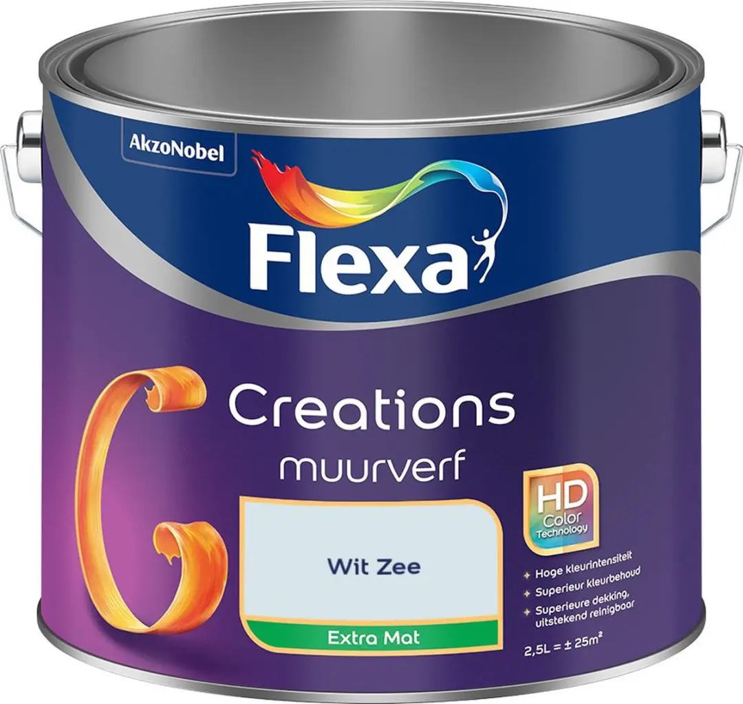 Flexa Creations Muurverf Extra Mat Wit Zee 2,5L