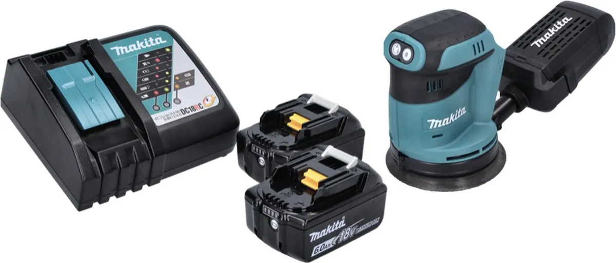 Makita DBO 180 RG Excentrische Schuurmachine 125mm - 2x 6Ah Accu + Oplader - afbeelding 2 van 5