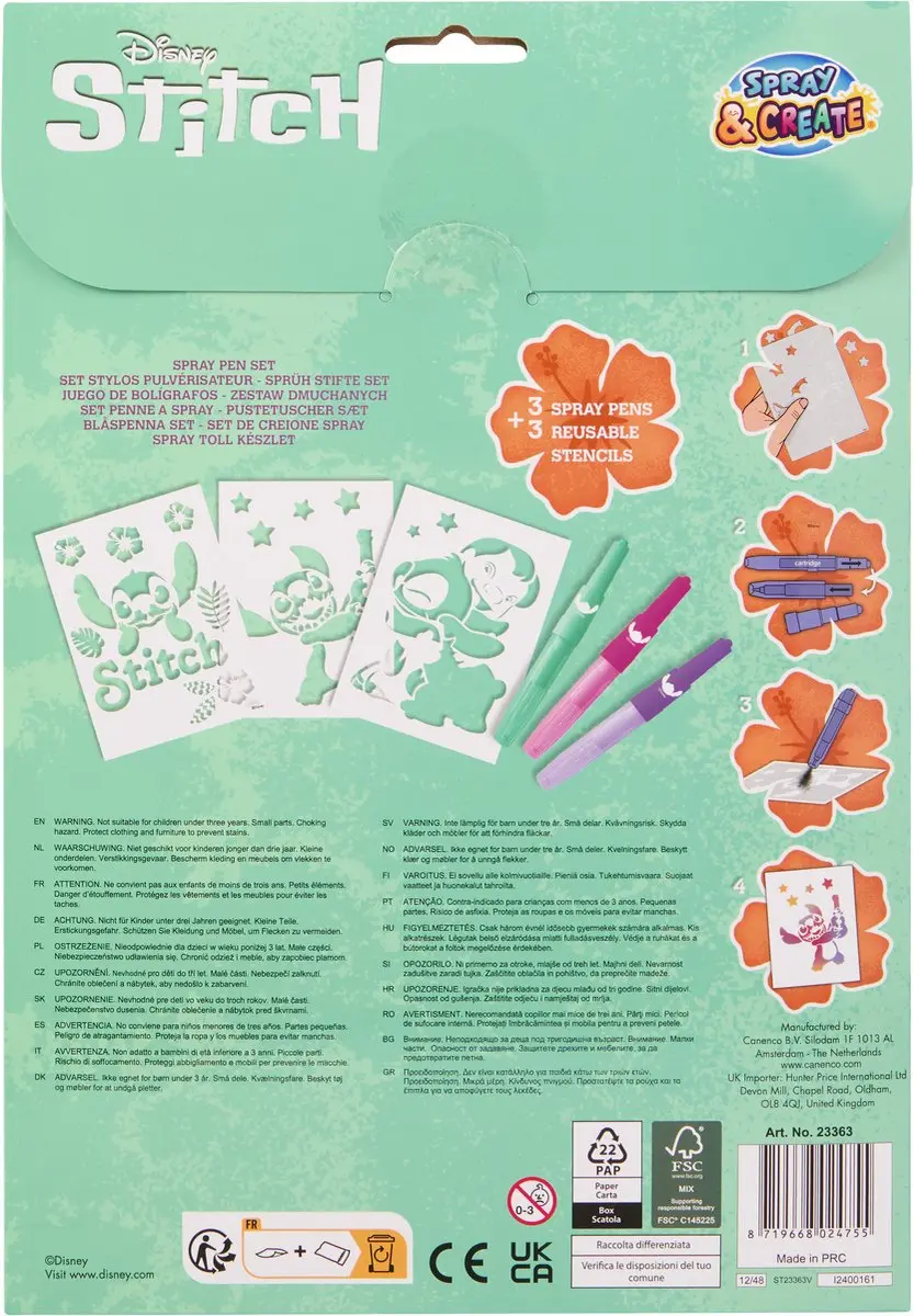 Disney Stitch Spraypen Set A4 Envelop - 3 Stuks