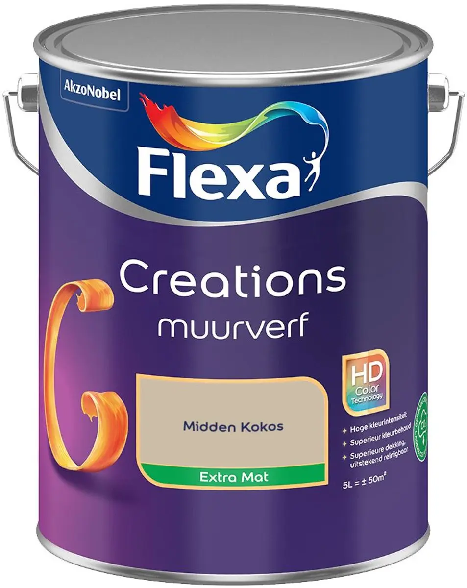 Flexa Creations Muurverf Extra Mat Midden Kokos 5L