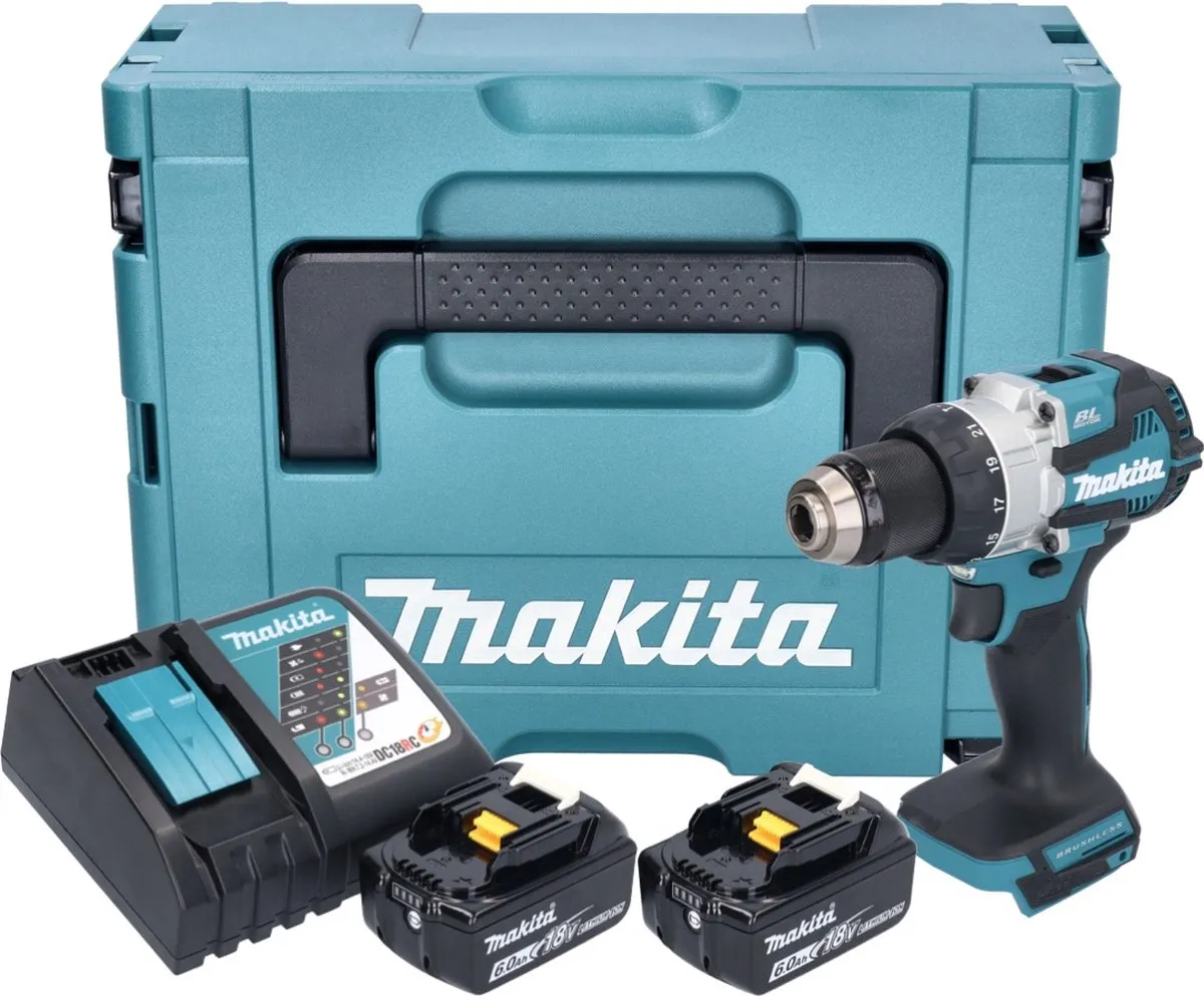 Makita DHP489RGJ Accu-klopboormachine 18V 73Nm Borstelloos - 2x 6,0Ah + Oplader - afbeelding 4 van 5