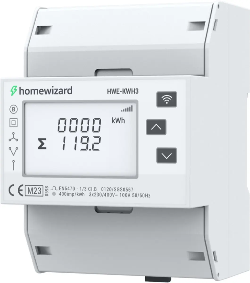 HomeWizard Eastron WiFi kWh Meter 3-Fase 100A MID - DIN Rail