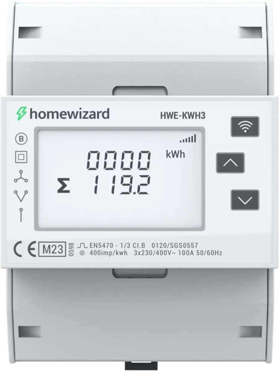 HomeWizard Eastron WiFi kWh Meter 3-Fase 100A MID - DIN Rail