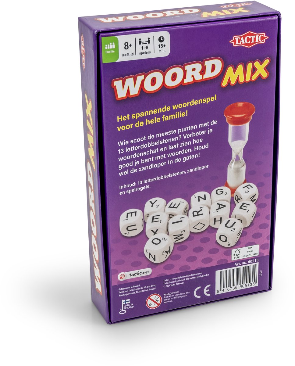 Tactic Woord Mix – Bordspel – Compacte Editie – Woordspel voor de Hele Familie – Vanaf 8 Jaar – 1 tot 8 Spelers
