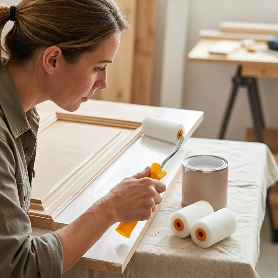 NUVEX Verfroller Set 10-delig - Mini rollers met handvat - Wit & oranje