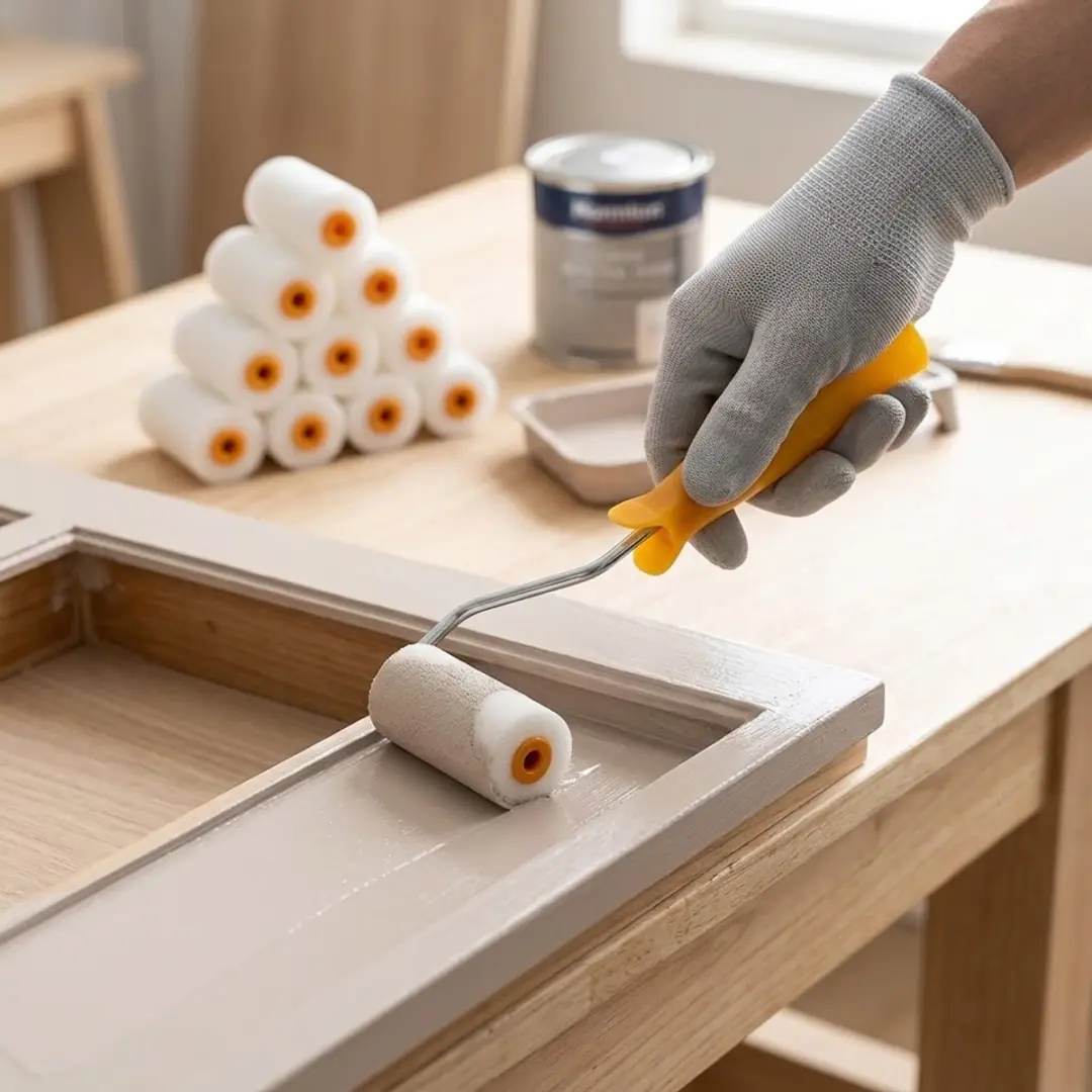 NUVEX Verfroller Set 10-delig - Mini rollers met handvat - Wit & oranje