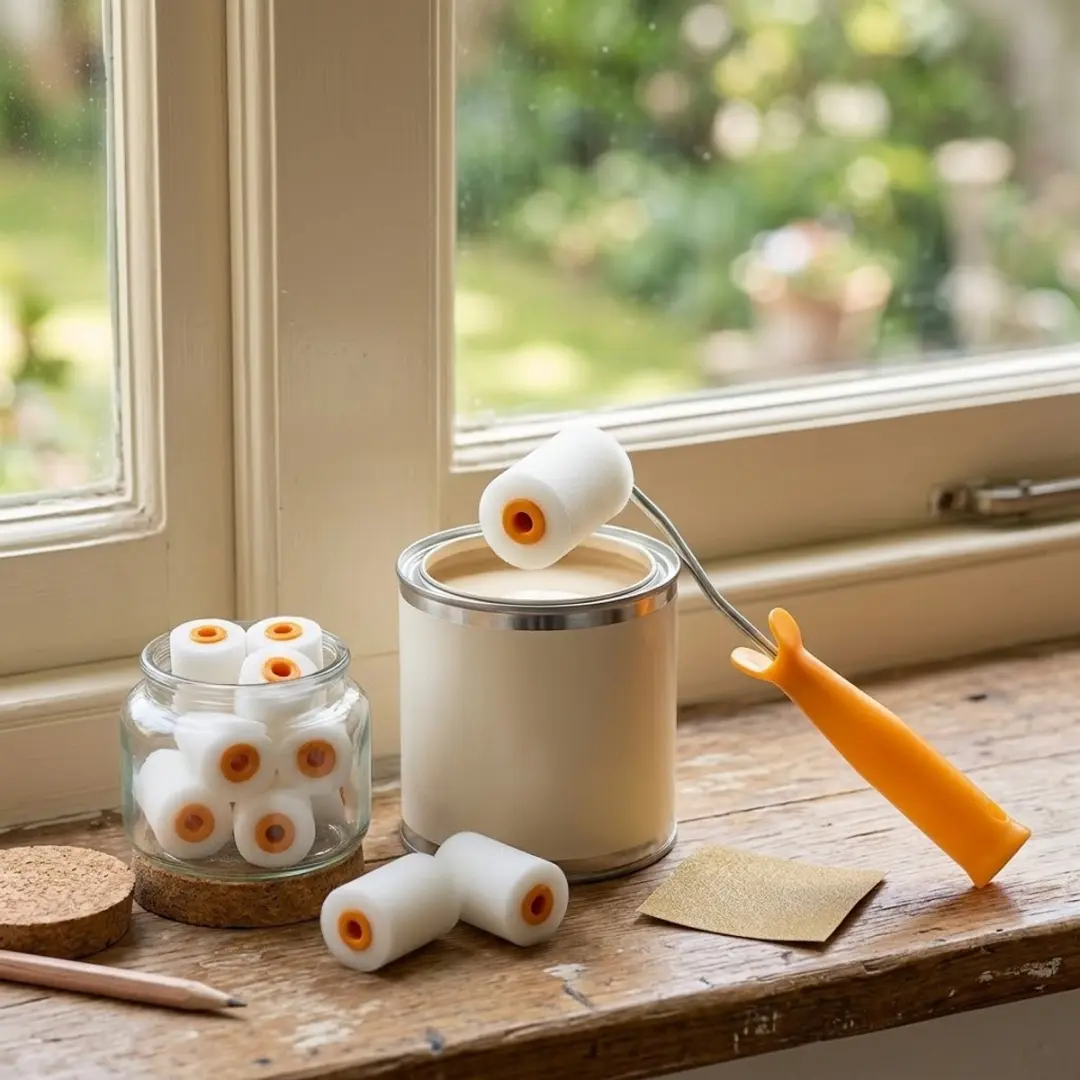 NUVEX Verfroller Set 10-delig - Mini rollers met handvat - Wit & oranje