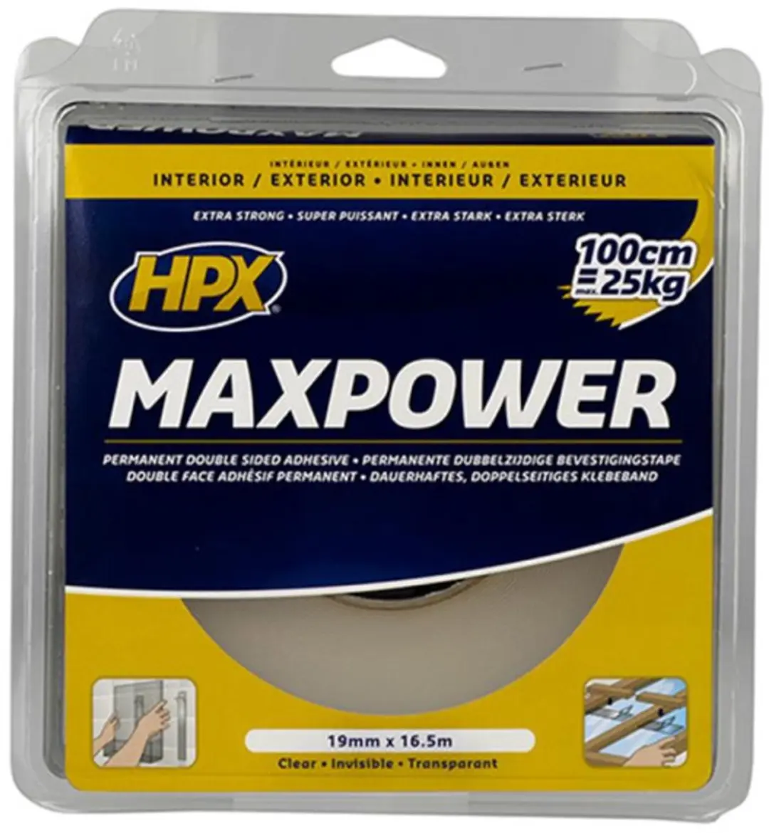 HPX Max Power Transparante Bevestigingstape 19mm x 16,5m