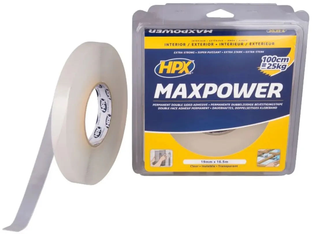 HPX Max Power Transparante Bevestigingstape 19mm x 16,5m