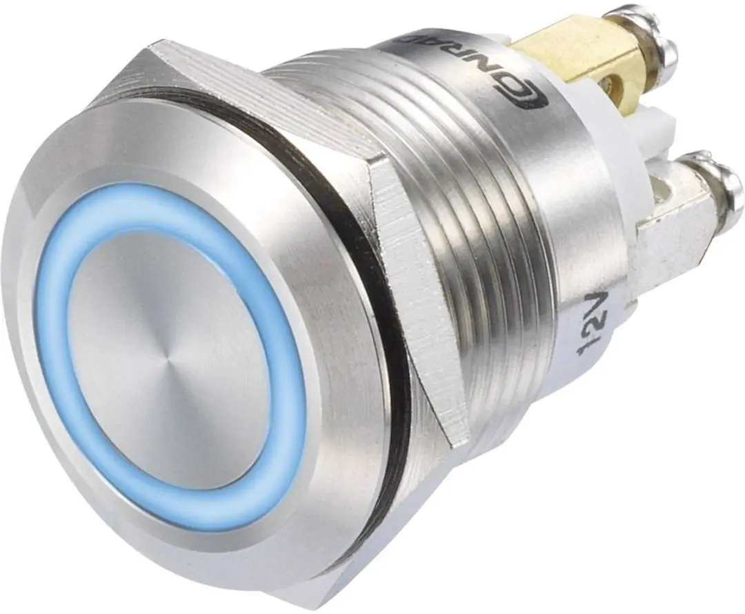 Tru Components GQ19F-10E/B/12V/S Drukschakelaar 48V/DC