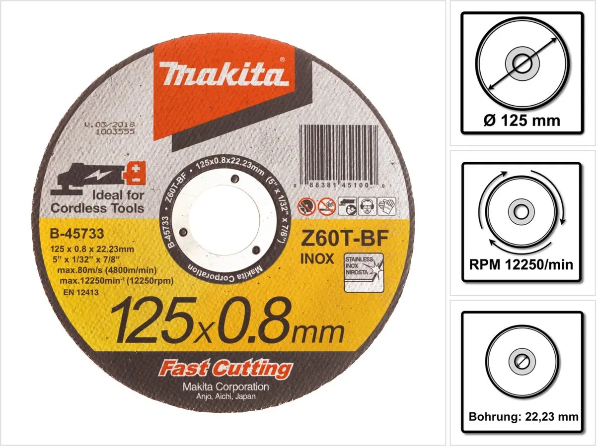 Makita B-45733 Doorslijpschijf 125mm RVS