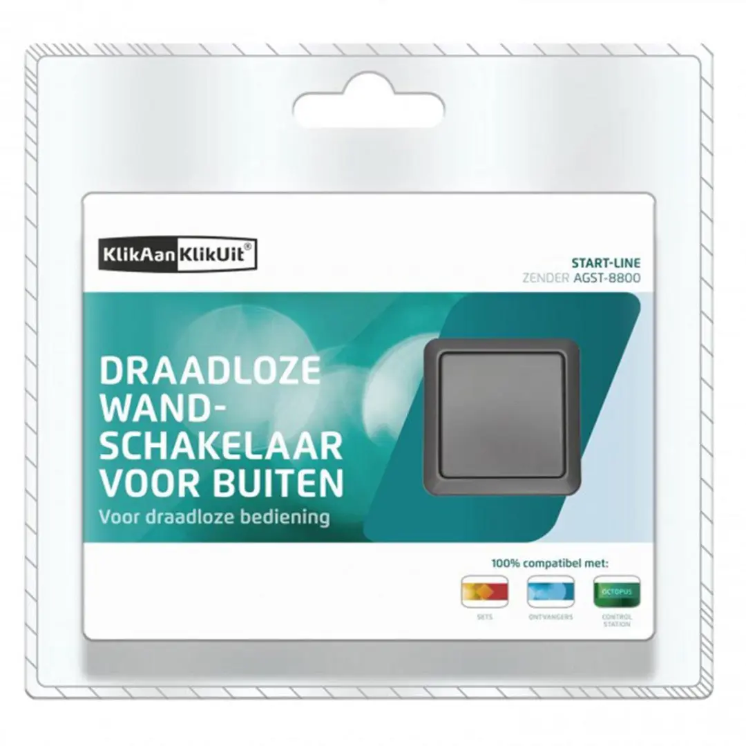 KlikAanKlikUit AGST-8800 NL Draadloze Opbouwschakelaar Buiten - 200W - Zwart