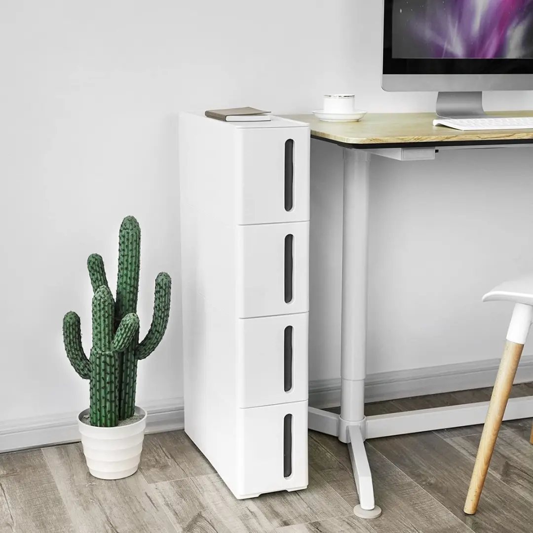 Songmics Smalle Opbergkast 106,5cm - 2 Korven - Wit - afbeelding 3 van 5
