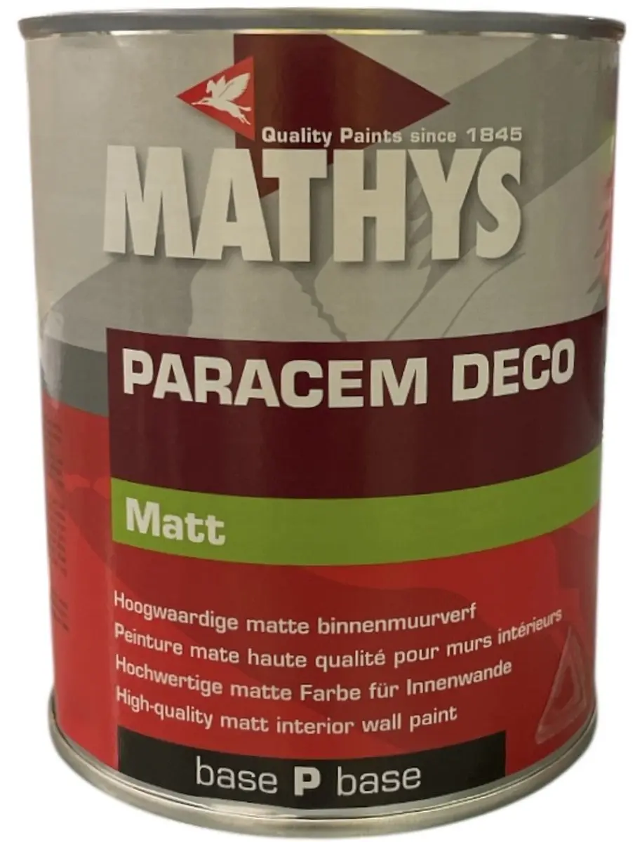 Mathys Paracem Deco Matt Watergedragen Binnenmuurverf 1L RAL 9016 Verkeerswit