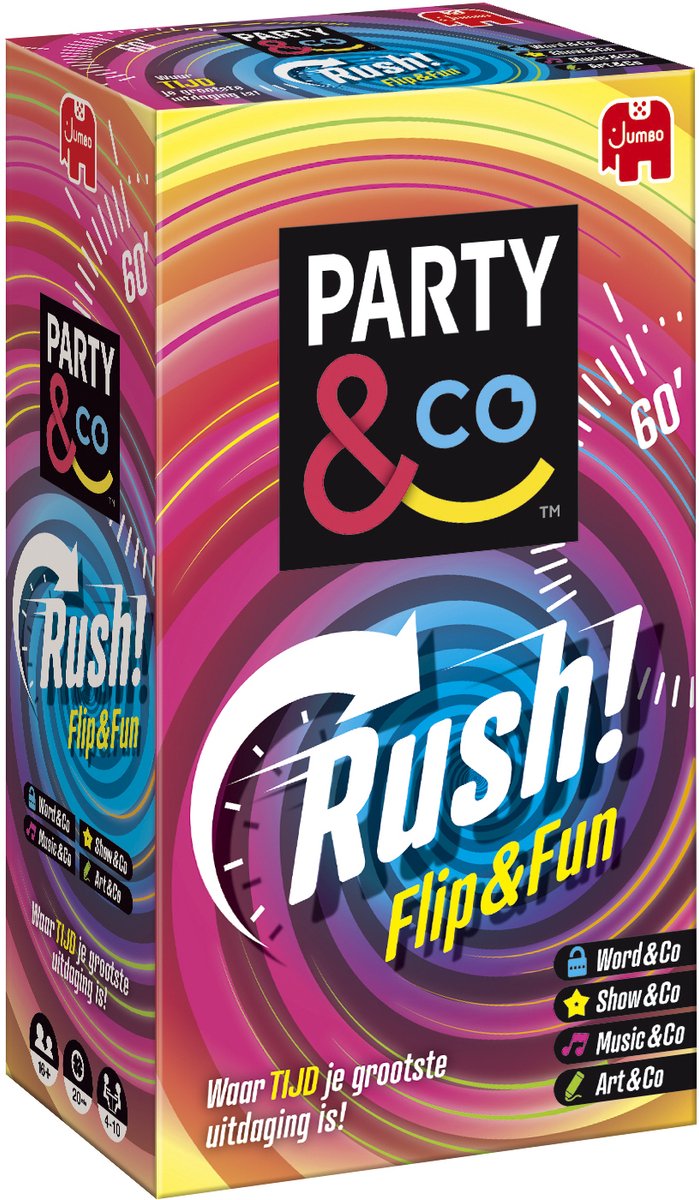 Jumbo - Party & Co. - Rush - Partyspel voor volwassenen - Vanaf 16 jaar - Partygame - Bordspel voor grote groepen - Actiespel