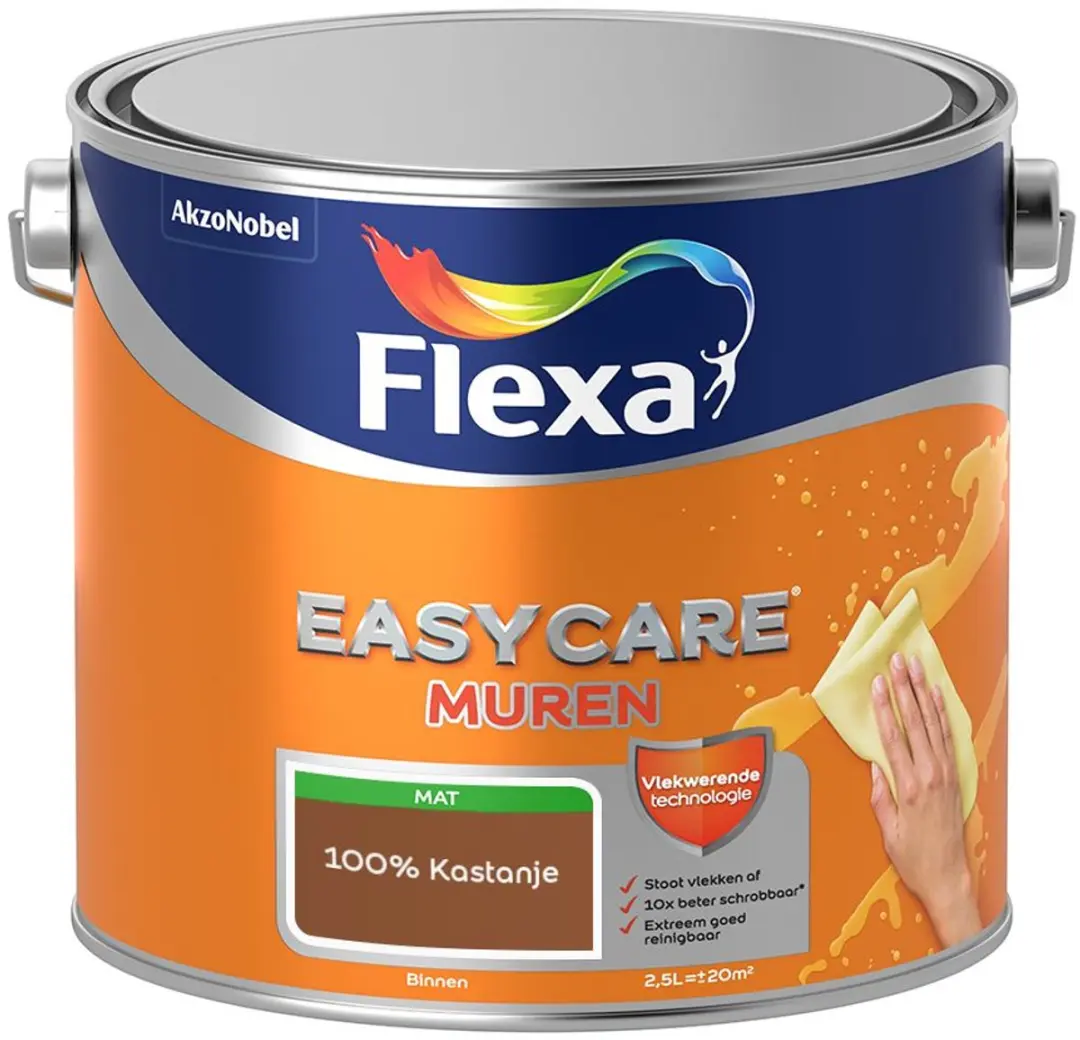 Flexa Easycare Muren Mengverf 100% Kastanje 2,5L
