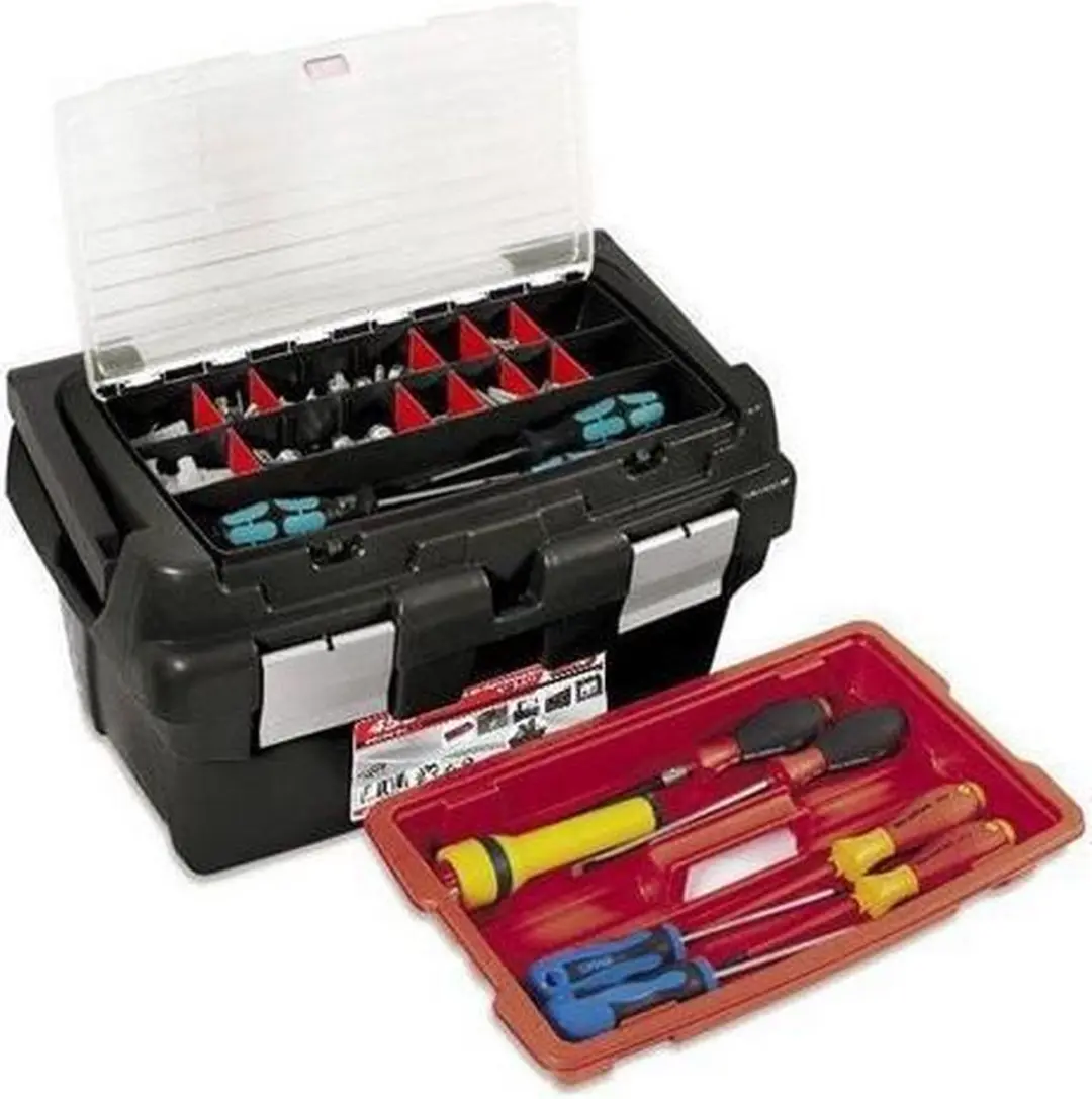 Tayg Gereedschapbox 45x29x25cm - 3 Vakken - Zwart
