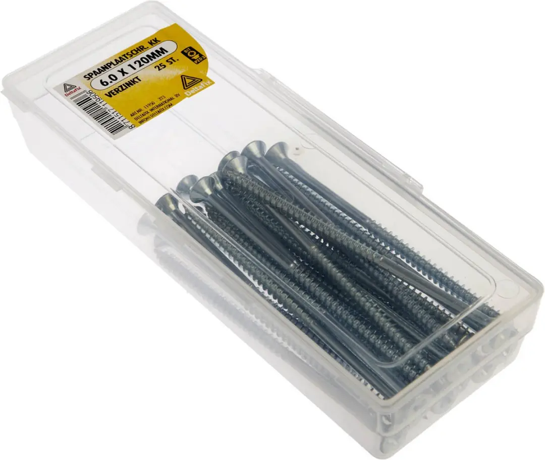 Deltafix Spaanplaatschroeven 6.0x120mm - 25 Stuks - Grijs