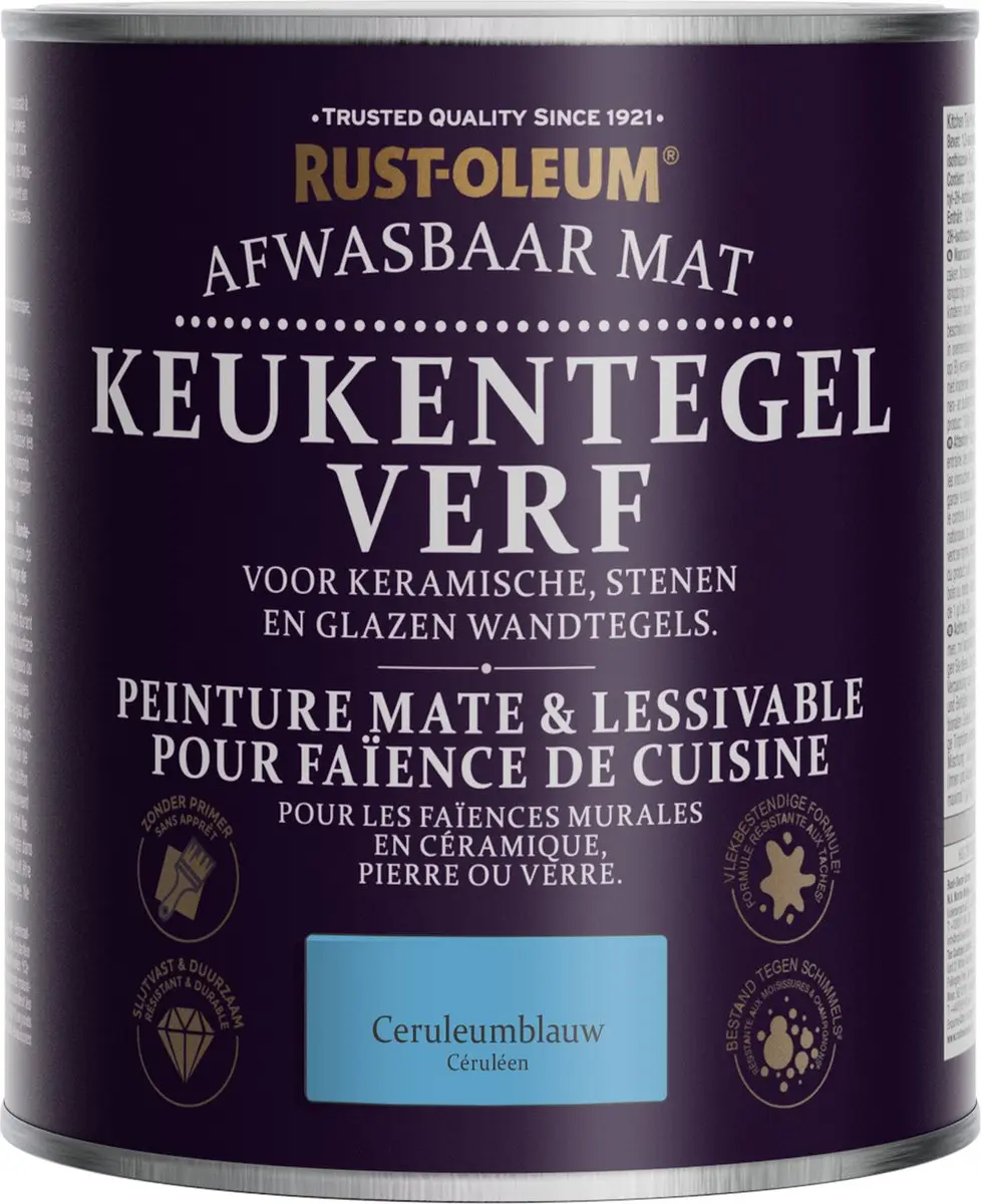 Rust-Oleum Blauwe Verf Keukentegels Ceruleumblauw 750ml