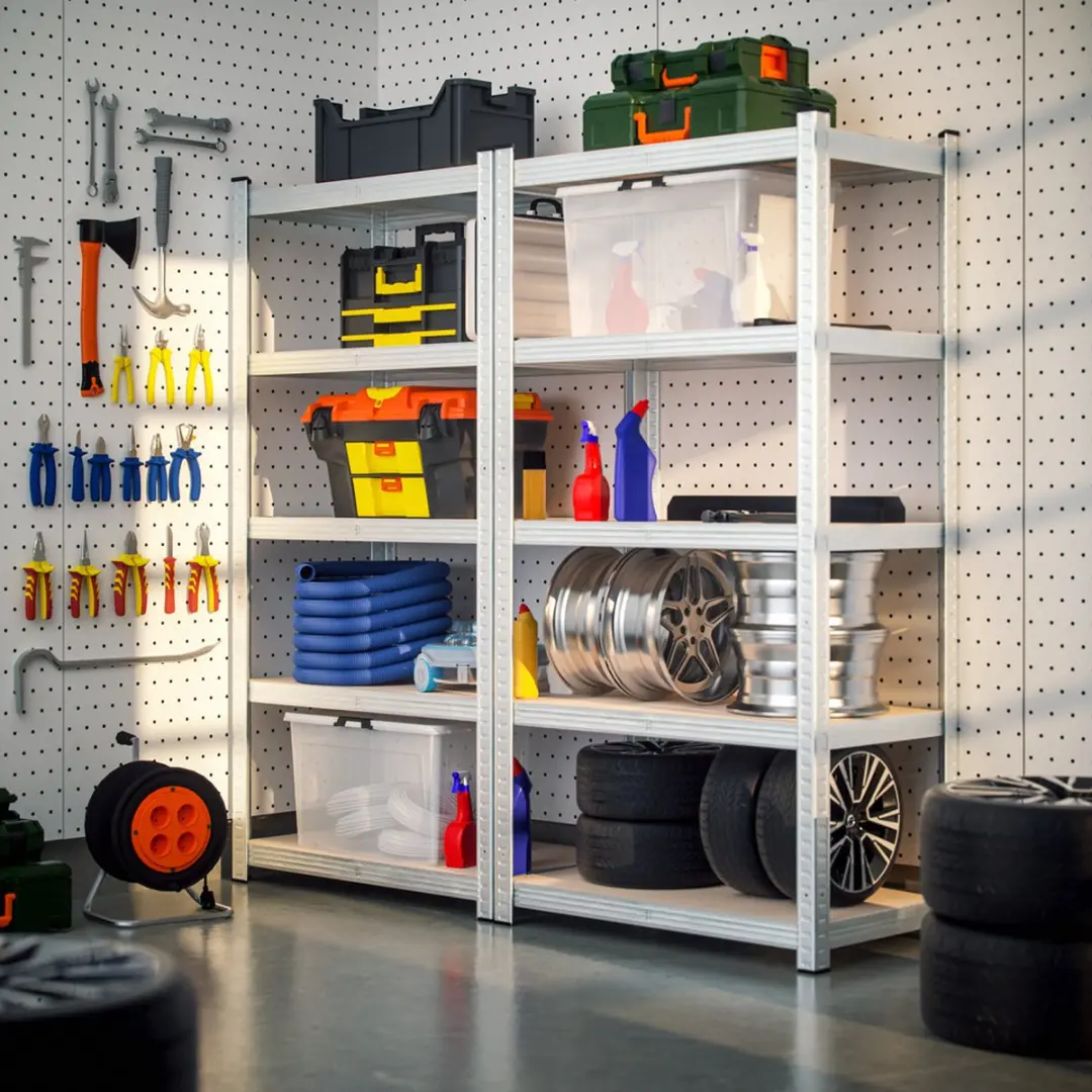 Monzana Stellingkast 101370 - 5 Planken 180x90x40cm - Zilver