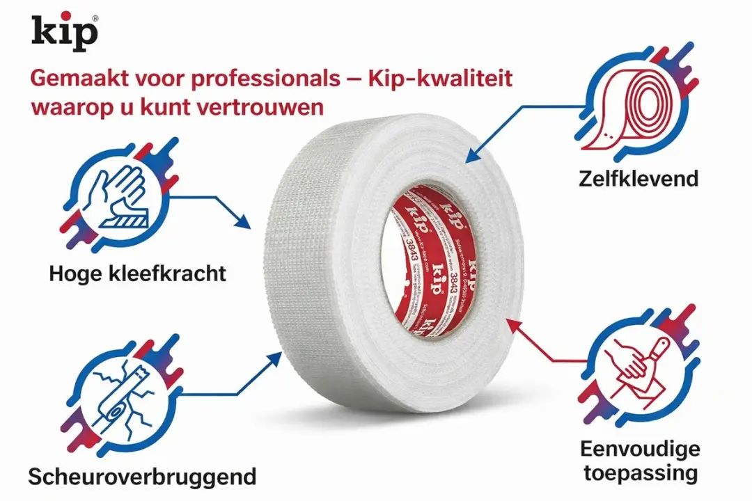 Kip 3843 Gaasband 48mm - 90m - Wit
