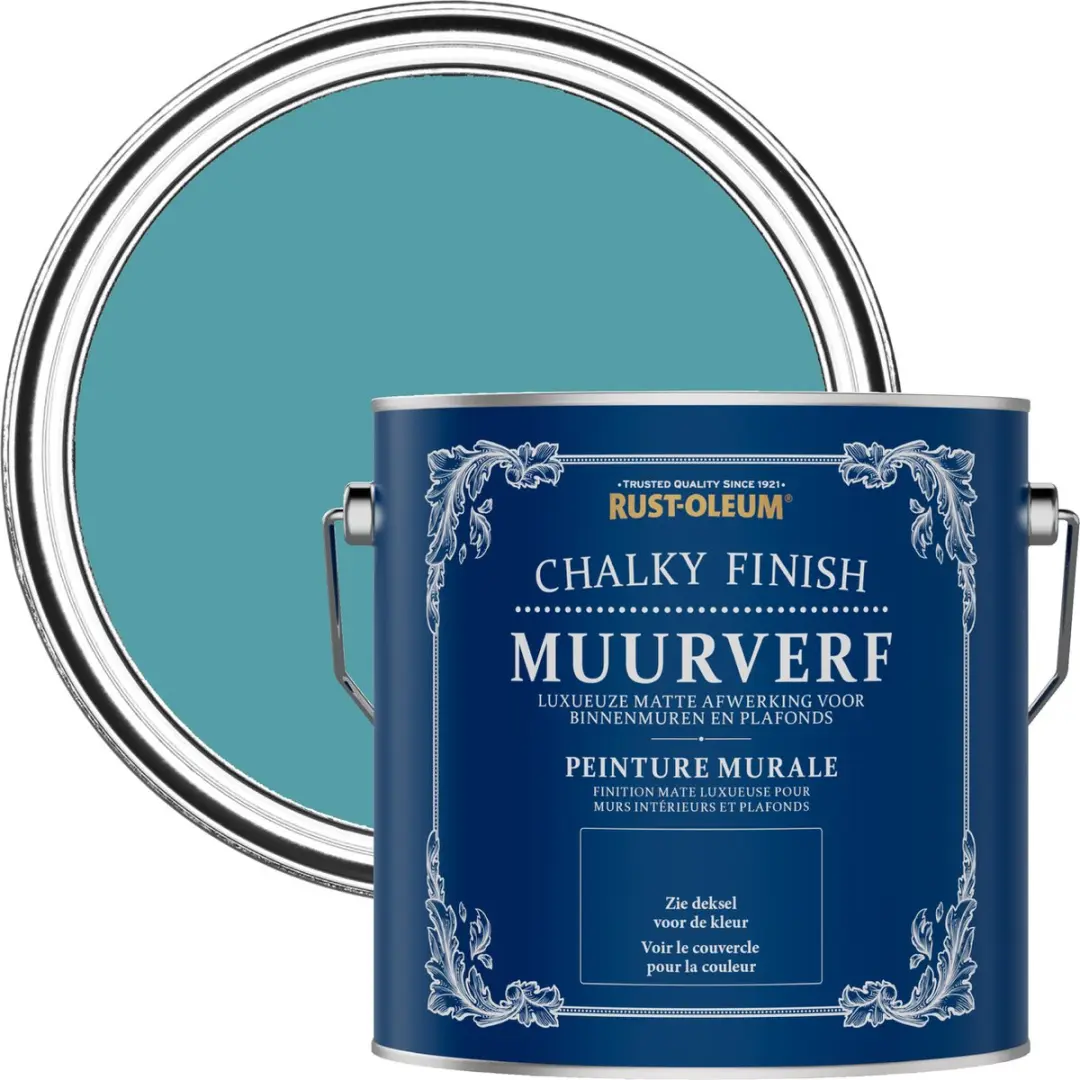 Rust-Oleum Blauw Chalky Finish Muurverf Petrol 2,5L