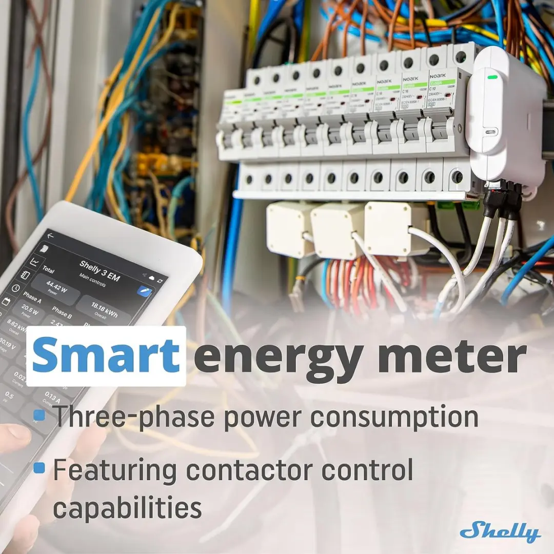 Shelly 3EM Driefasige Energiemeter 120A - Wit