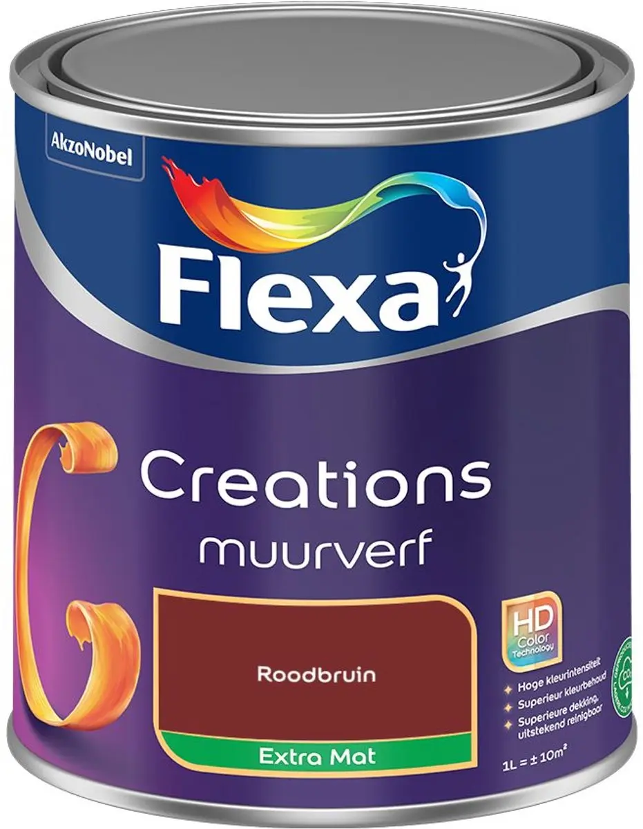 Flexa Creations Muurverf Extra Mat Roodbruin 1L