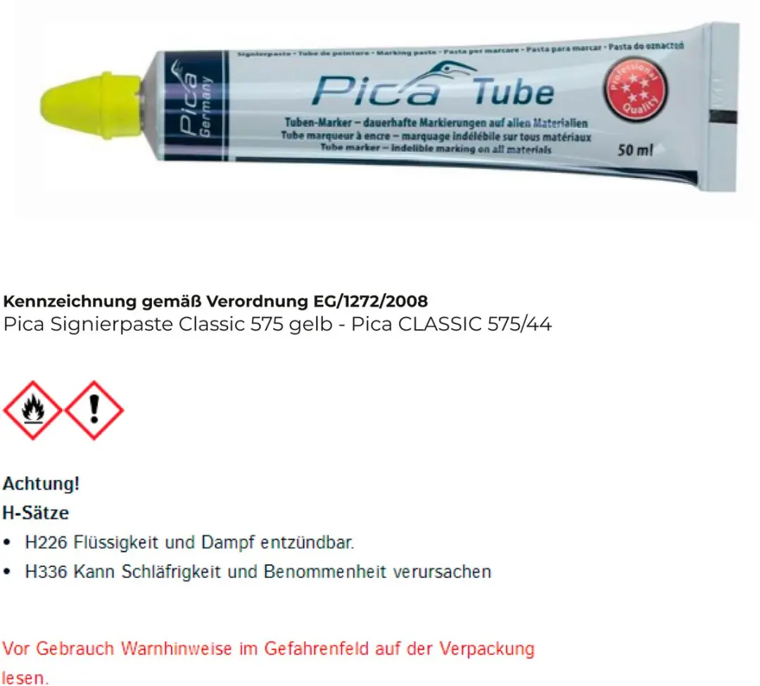 Pica 575/44 Tube Markeerpasta Geel 50ml